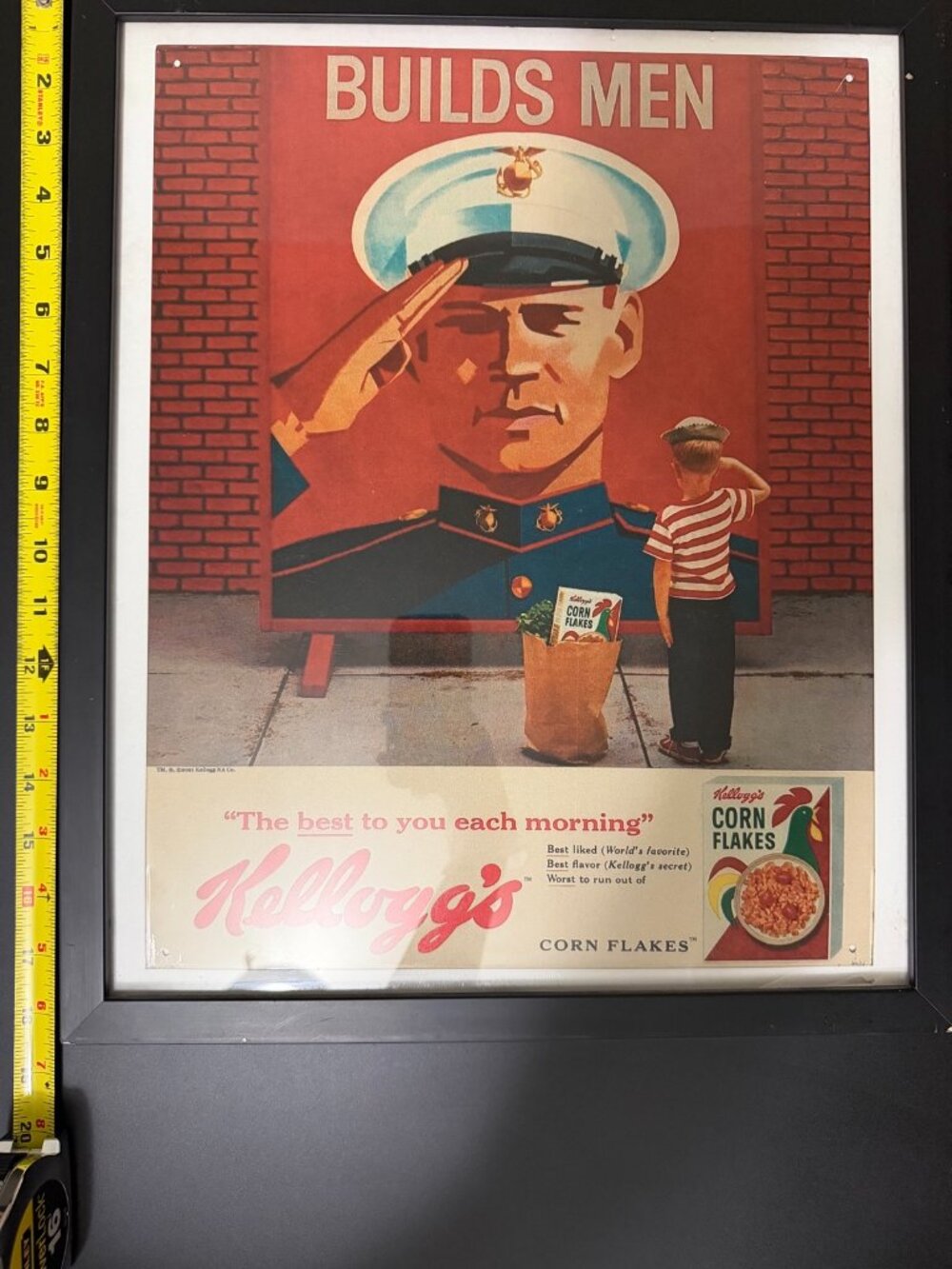 Kellogg's Builds Men Framed Sign 20x14 Licensed Repro Kitchen Decor